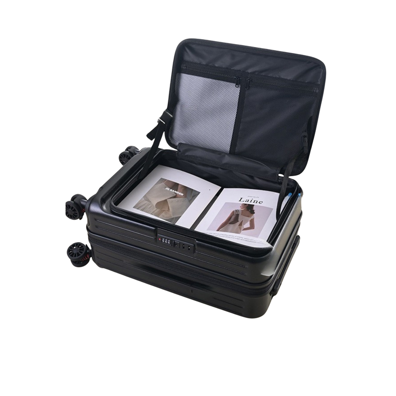 Side‑Open Expandable Suitcase – Zipper Expandable, 1/9 Split (Midnight Black) (TR-HARD-0100)