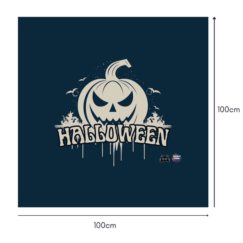 Midnight Jack Mahjongg Mat – Vintage Horror Halloween Pumpkin Emblem (MJ-MT-HW-0022)