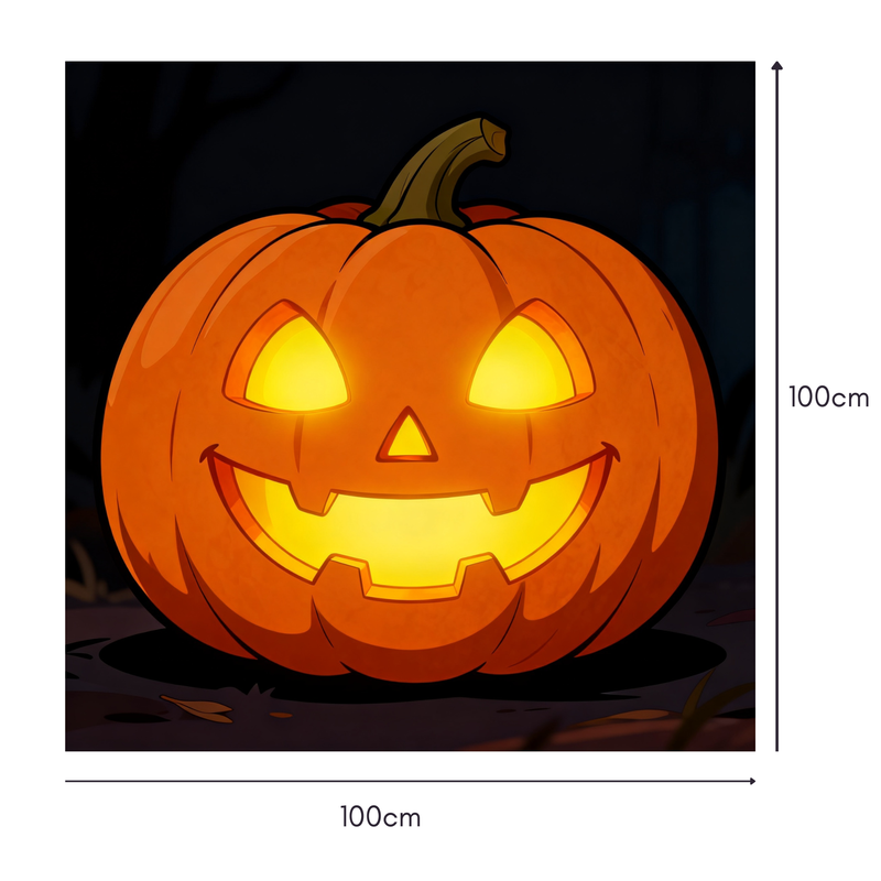 Glow Grin Mahjongg Mat – Glowing Jack‑o’‑Lantern Halloween Decor (MJ-MT-HW-0010)