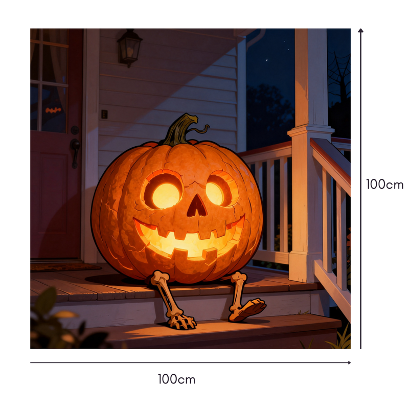 Skeleton Jack Mahjongg Mat – Glowing Pumpkin with Skeleton Legs (MJ-MT-HW-0013)