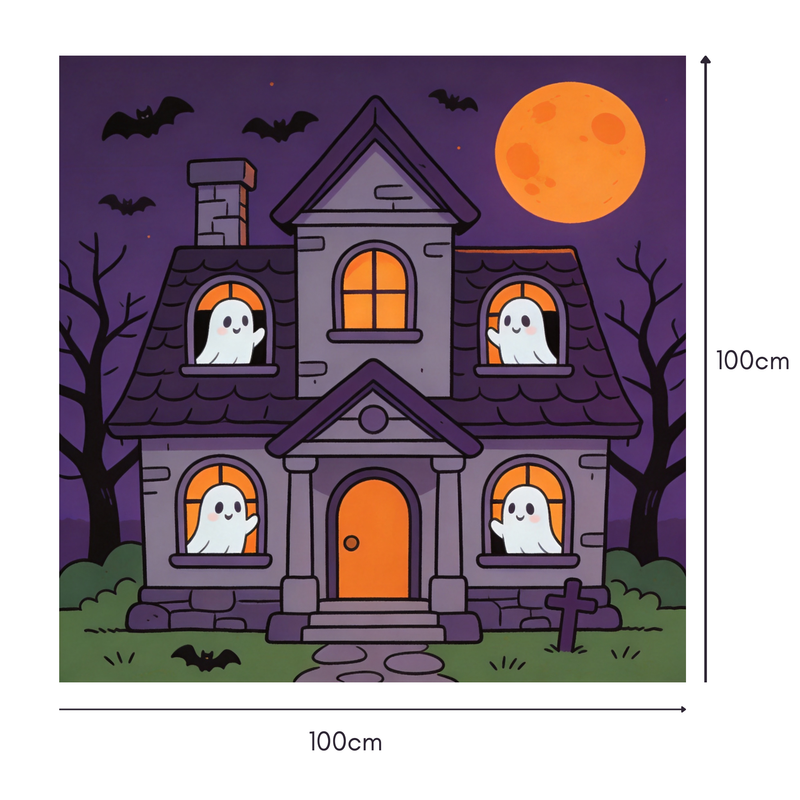 Peek-a-Boo Haunt Mahjongg Mat – Cute Ghost Halloween Decor (MJ-MT-HW-0009)
