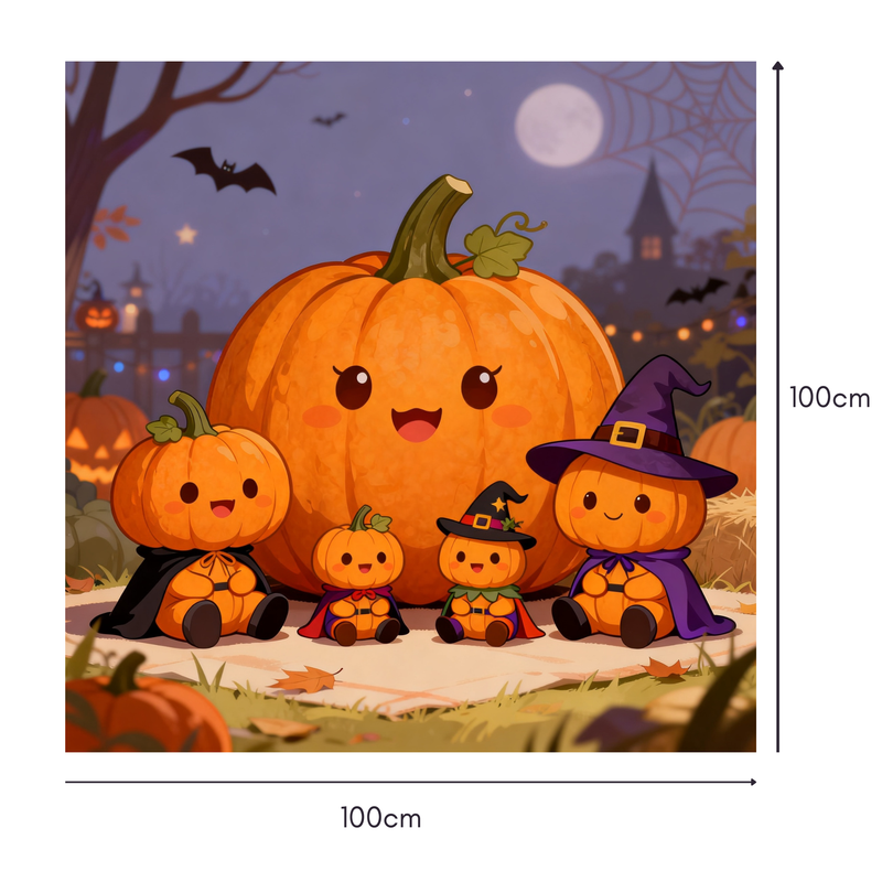 Pumpkin Costume Party Mahjongg Mat – Cute Halloween Pumpkins in Costumes (MJ-MT-HW-0011)