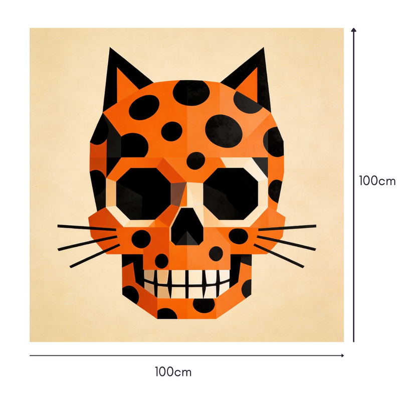 Low-Poly Leopard Skull Mahjongg Mat – Geometric Halloween Decor (MJ-MT-HW-0004)