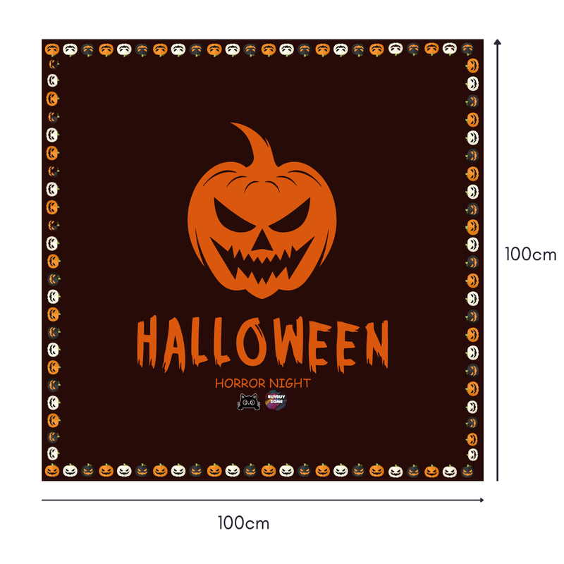 Halloween Horror Mahjongg Mat – Spooky Jack‑o’‑Lantern with “HALLOWEEN” Text (MJ-MT-HW-0020)