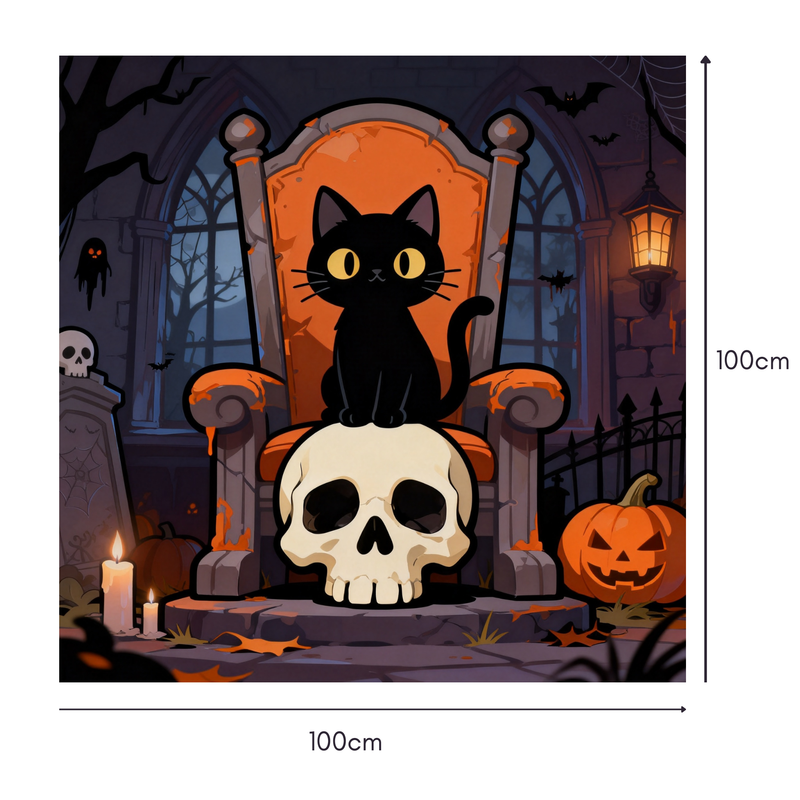 Halloween Skeleton & Ghost Mahjongg Mat – Spooky Holiday Decor (MJ-MT-HW-0001)