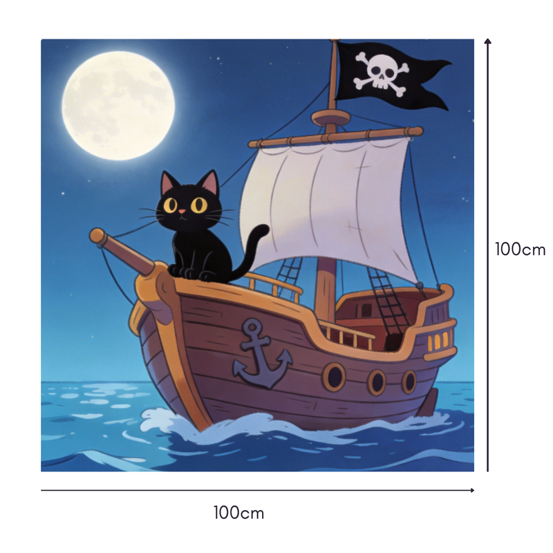Blackbeard's Cat Mahjongg Mat – Pirate Halloween Decor (MJ-MT-HW-0005)