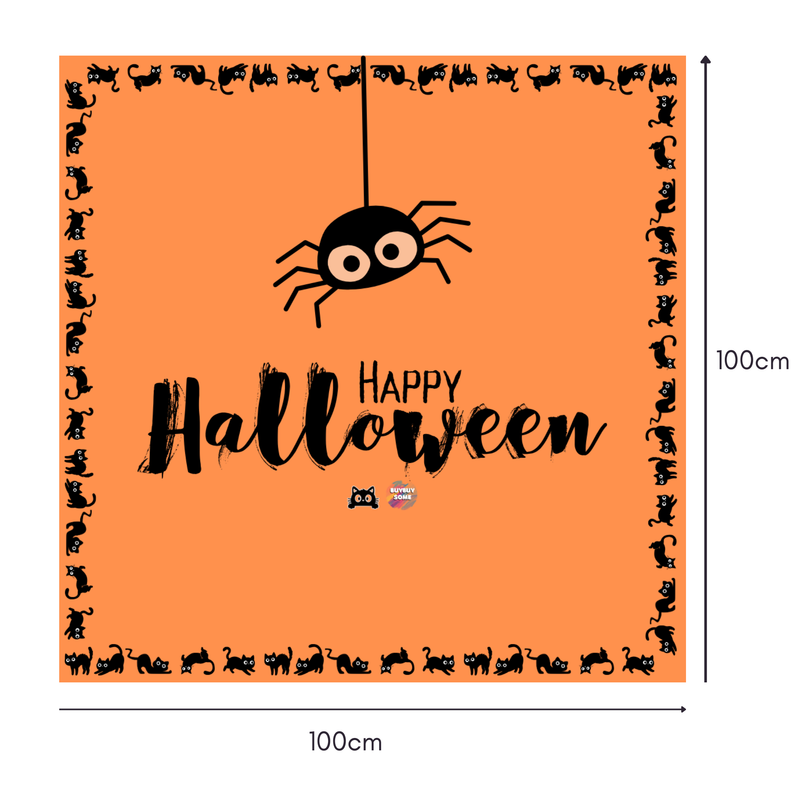 Cozy Kitty Spider Mahjongg Mat – Cute Halloween Cat & Spider Decor (MJ-MT-HW-0021)