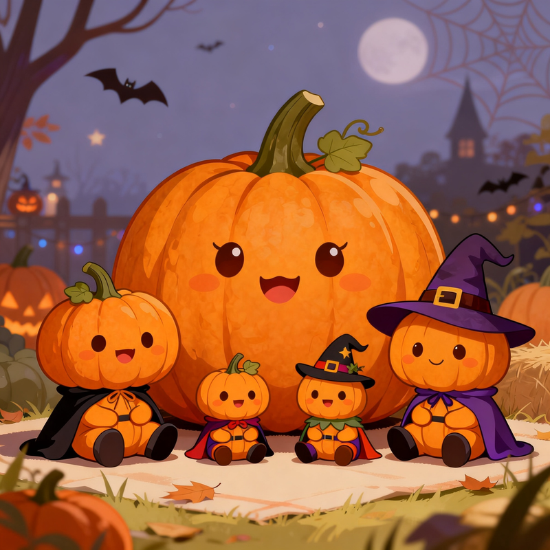Pumpkin Costume Party Mahjongg Mat – Cute Halloween Pumpkins in Costumes (MJ-MT-HW-0011)