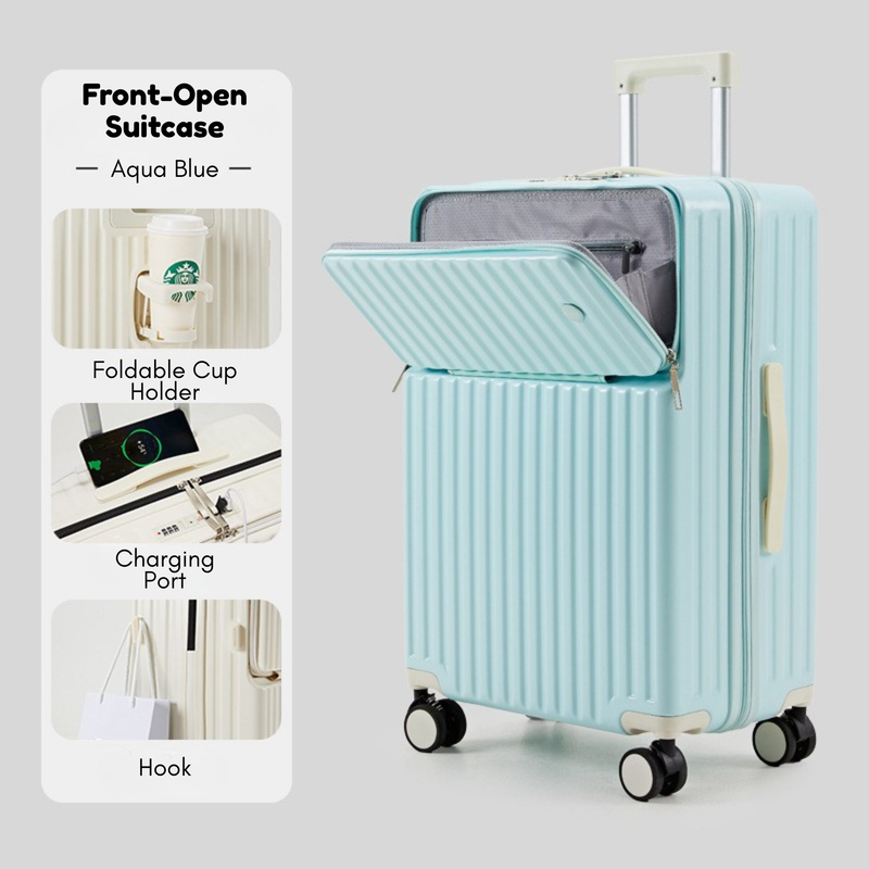 New Large Capacity Suitcase – Spinner Wheels (Aqua Blue) (TR-HARD-0084)