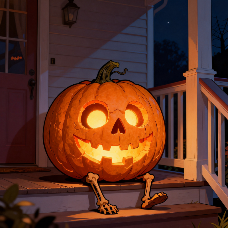 Skeleton Jack Mahjongg Mat – Glowing Pumpkin with Skeleton Legs (MJ-MT-HW-0013)