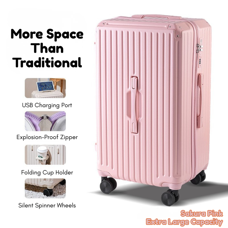 Large Capacity Durable Thickened Luggage – Anti-Burst Zipper & Spinner Wheels Travel Suitcase (Cornelian Pink) (TR-HARD-0019)