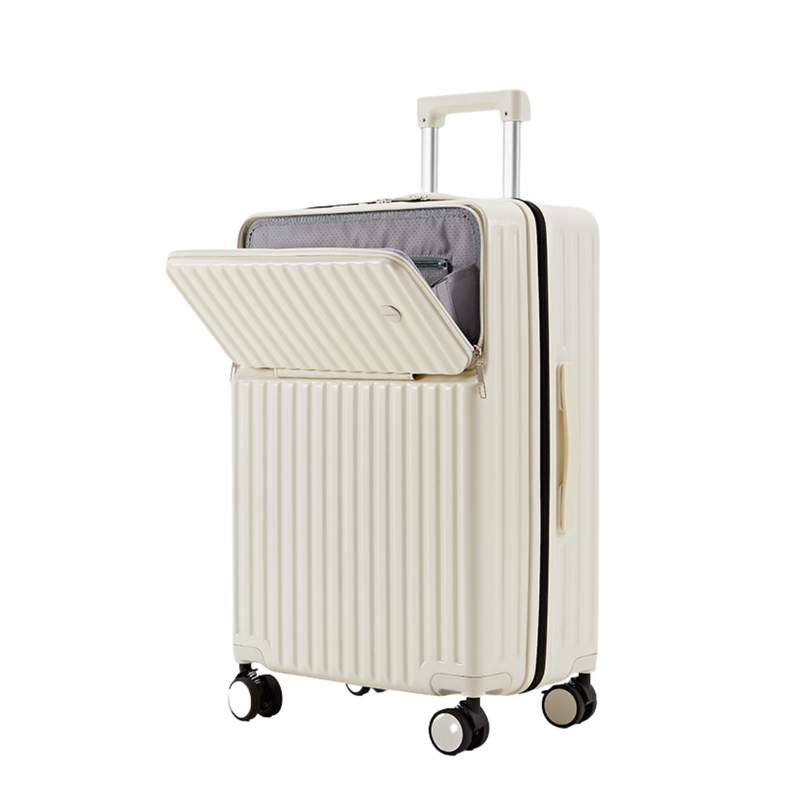 New Large Capacity Suitcase – Front-Opening (Milk White) (TR-HARD-0080)