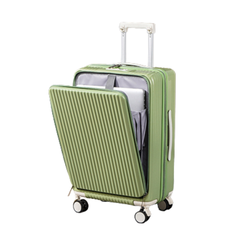 Front-Opening Multi-Functional Suitcase – Thickened Hardshell Luggage with USB Charging Port & Spinner Wheels (Green) (TR-HARD-0075)