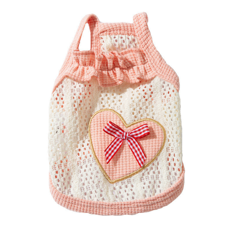 Heart Bowknot Hollow‑Out Camisole – Lightweight Spring/Summer Pet Clothes (PC-PCS-0009)