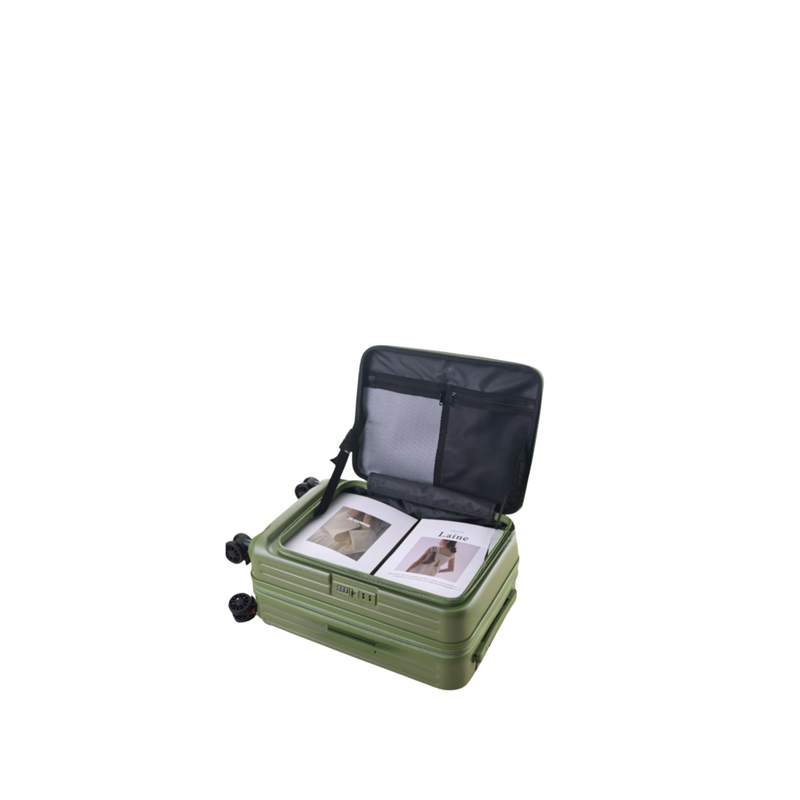 Side‑Open Expandable Suitcase – Zipper Expandable, 1/9 Split (Army Green) (TR-HARD-0095)