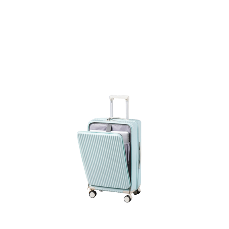 Front-Opening Multifunctional Suitcase – Thickened, USB (Mint Green) (TR-HARD-0076)