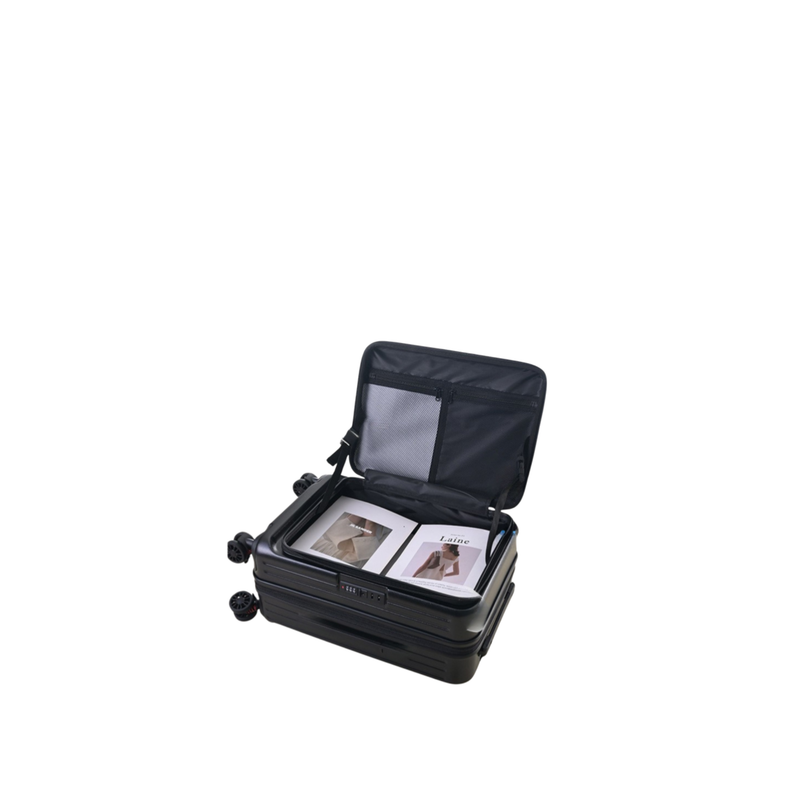 Side‑Open Expandable Suitcase – Zipper Expandable, 1/9 Split (Midnight Black) (TR-HARD-0100)