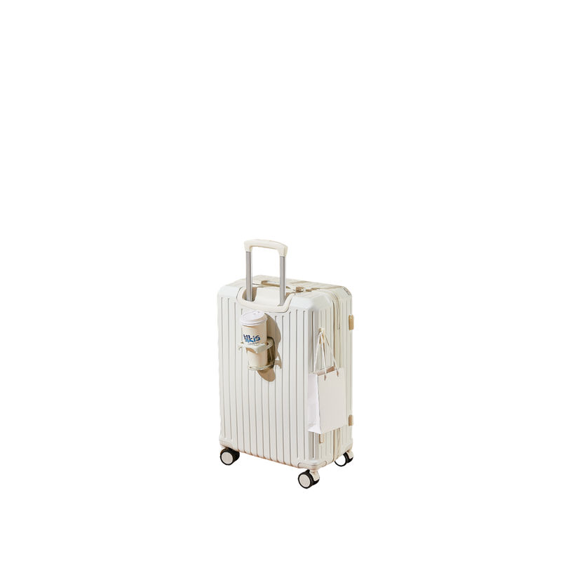 Multifunctional Suitcase – Anti-Collision, Cup Holder (Cream White) (TR-HARD-0064)