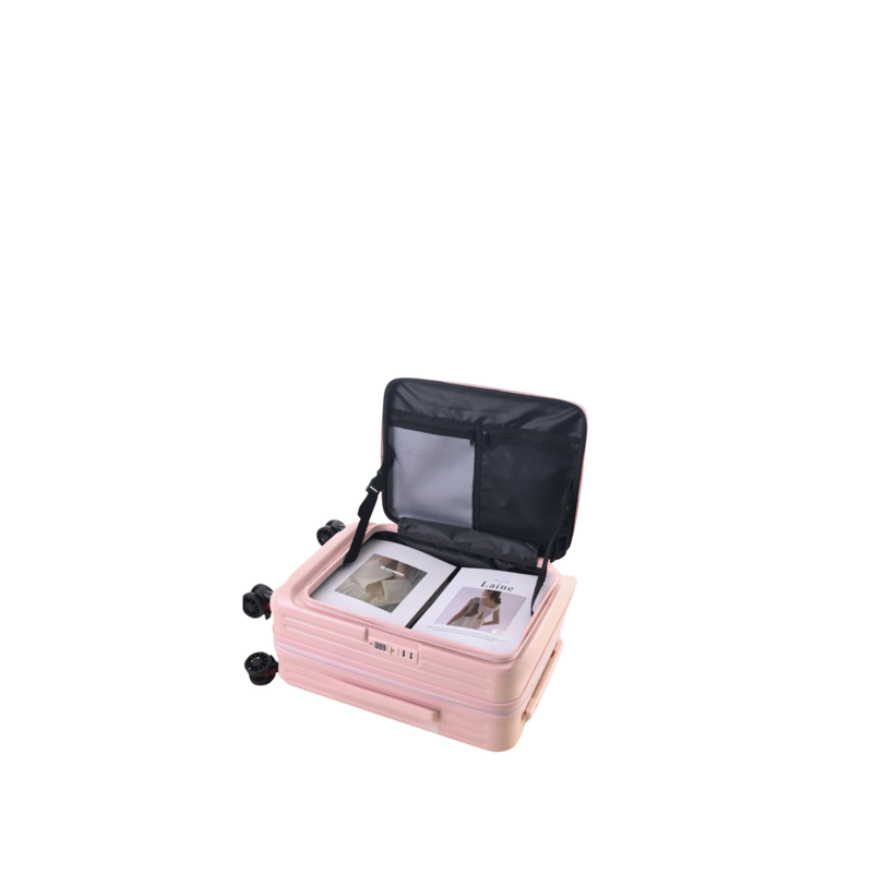 Side‑Open Expandable Suitcase – Zipper Expandable, 1/9 Split (Sakura Pink) (TR-HARD-0097)