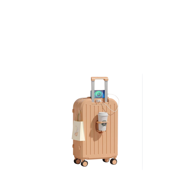Little Fresh Suitcase – USB & Cup Holder (Sakura Pink) (TR-HARD-0030)