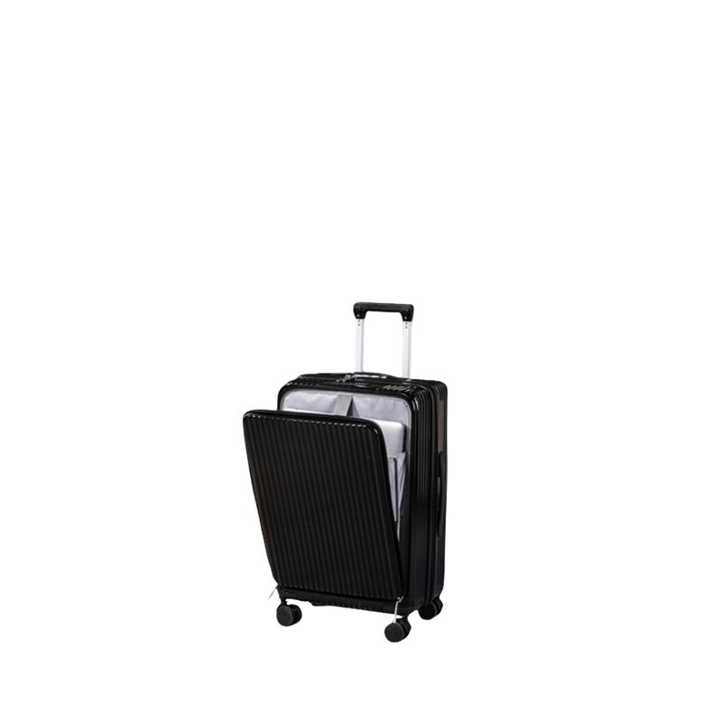 Front-Opening Multifunctional Suitcase – Thickened, USB (Black) (TR-HARD-0078)