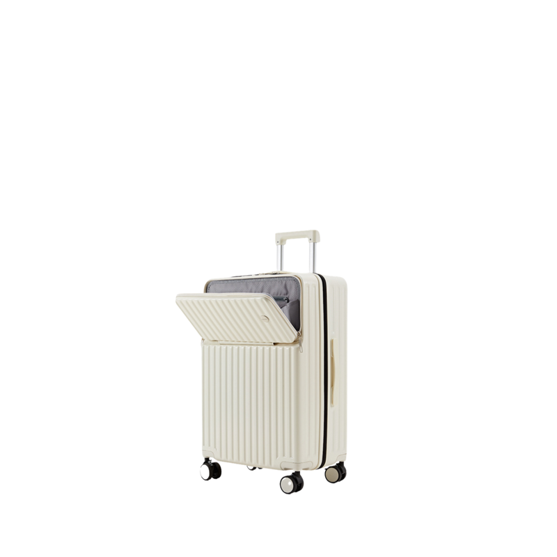 New Large Capacity Suitcase – Front-Opening (Milk White) (TR-HARD-0080)