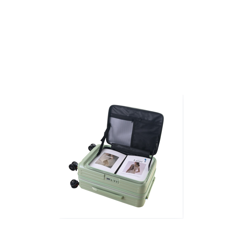 Side‑Open Expandable Suitcase – Zipper Expandable, 1/9 Split (Matcha Green) (TR-HARD-0096)