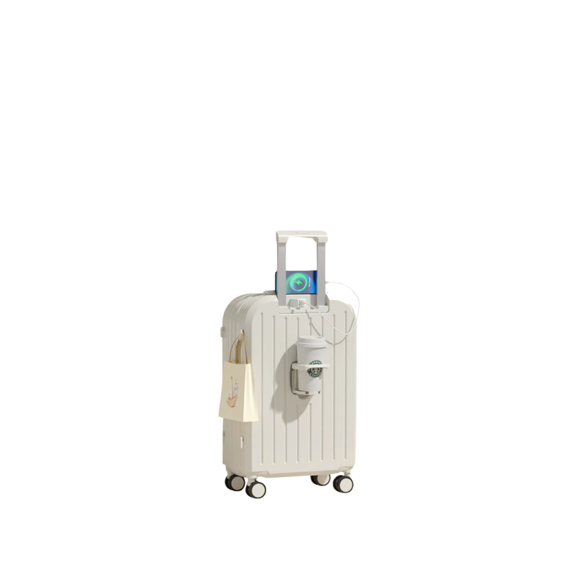 Little Fresh Suitcase – USB & Cup Holder (Milky White) (TR-HARD-0026)