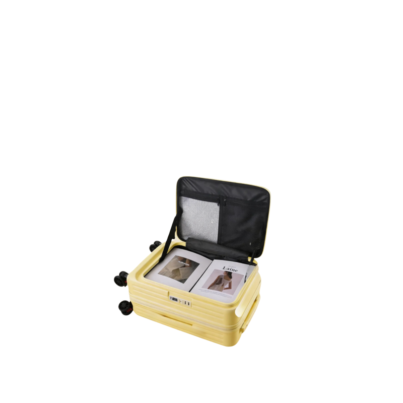 Side‑Open Expandable Suitcase – Zipper Expandable, 1/9 Split (Lemon Yellow) (TR-HARD-0098)