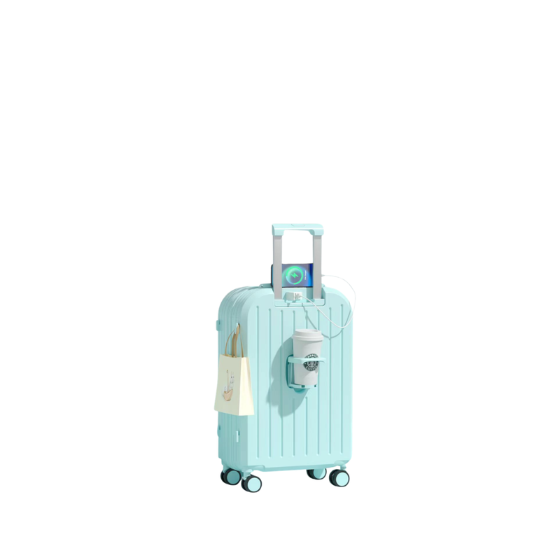 Little Fresh Suitcase – USB & Cup Holder (Sky Blue) (TR-HARD-0028)