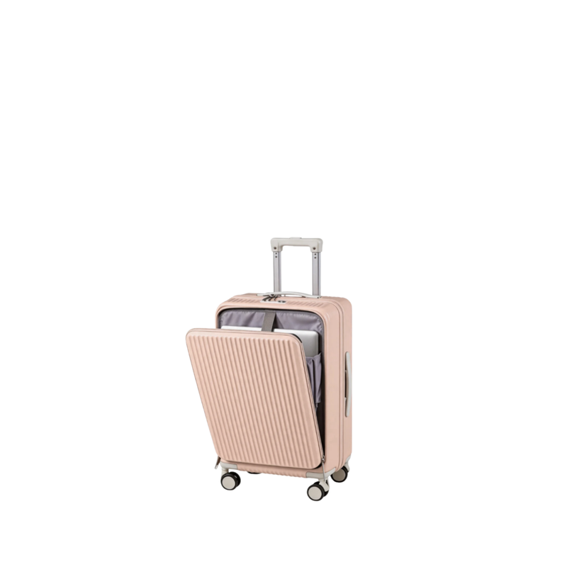 Front-Opening Multifunctional Suitcase – Thickened, USB (Dogwood Pink) (TR-HARD-0079)