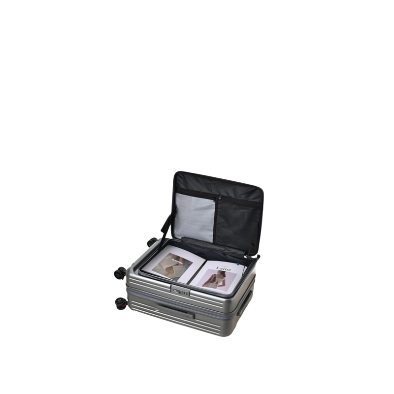 Side‑Open Expandable Suitcase – Zipper Expandable, 1/9 Split (Pearl Gray) (TR-HARD-0093)