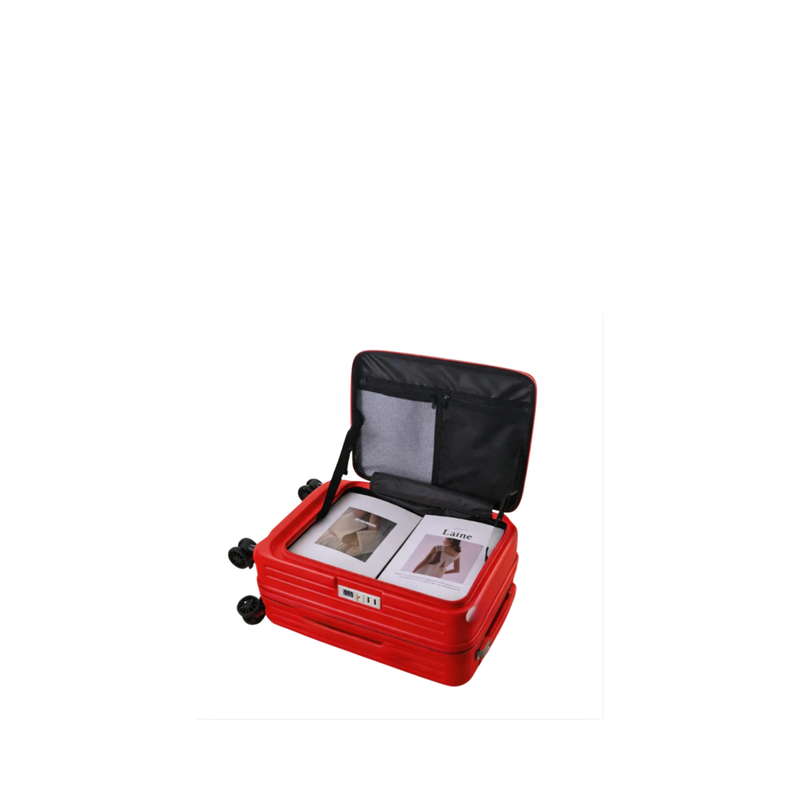 Side‑Open Expandable Suitcase – Zipper Expandable, 1/9 Split (China Red) (TR-HARD-0099)