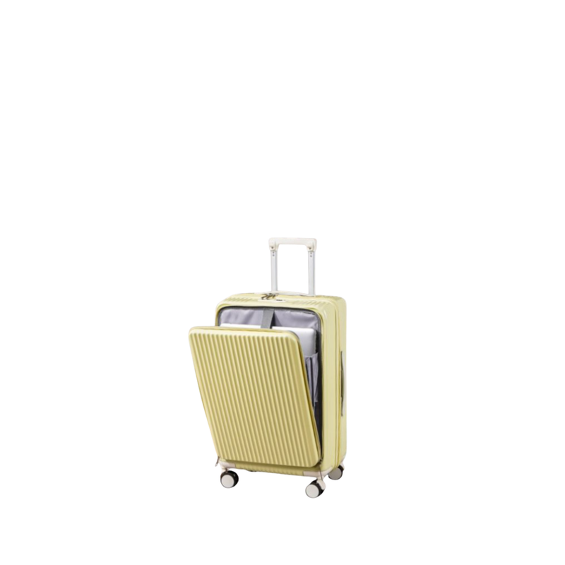 Front-Opening Multifunctional Suitcase – Thickened, USB (Lemon Yellow) (TR-HARD-0077)