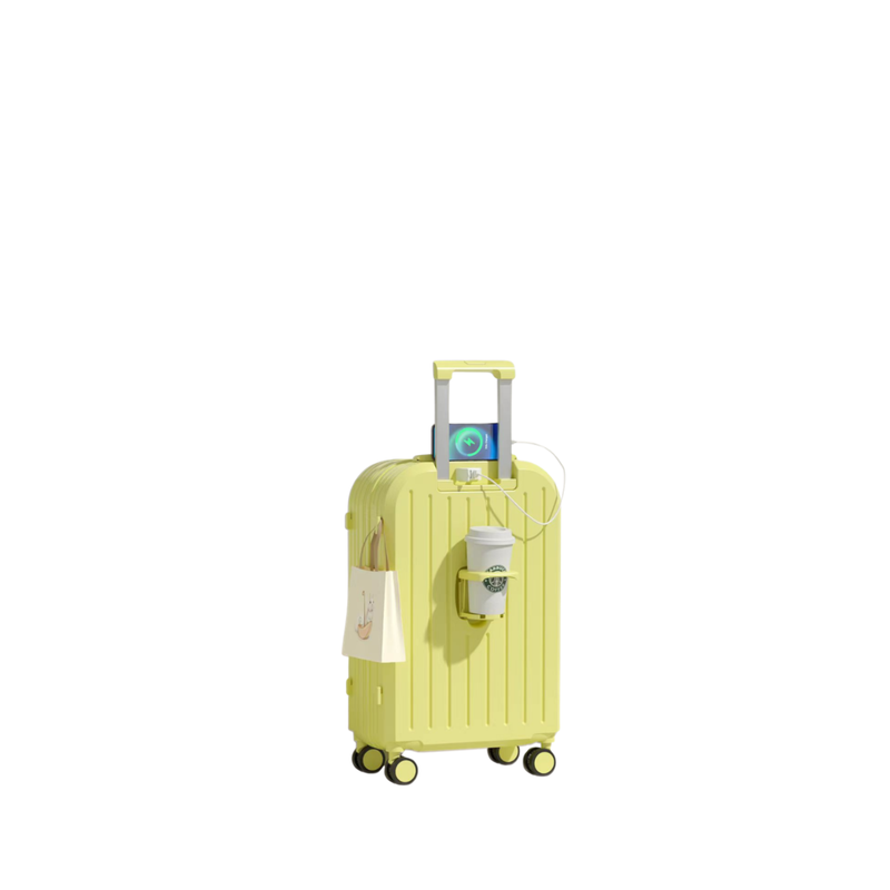 Little Fresh Suitcase – USB & Cup Holder (Lemon Yellow) (TR-HARD-0029)