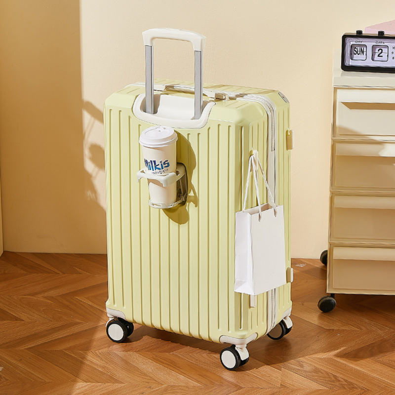 Multifunctional Suitcase – Anti-Collision, Cup Holder (Cheese Yellow) (TR-HARD-0062)