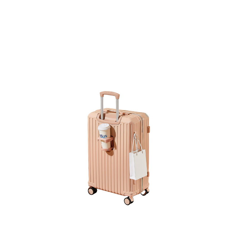 Multifunctional Suitcase – Anti-Collision, Cup Holder (Cornelian Pink) (TR-HARD-0066)
