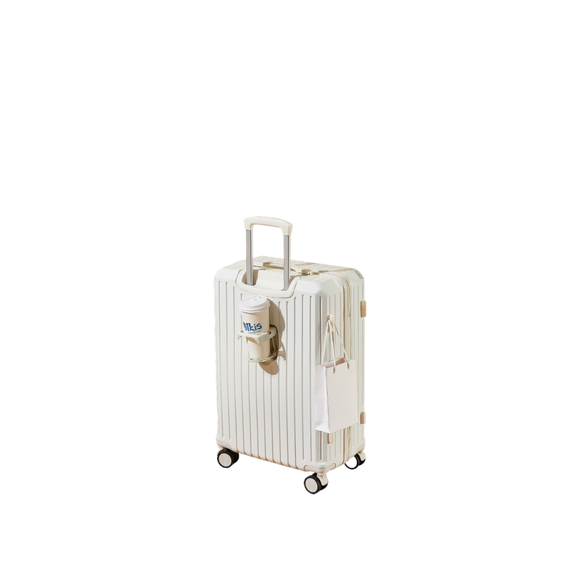 Multifunctional Suitcase – Anti-Collision, Cup Holder (Cream White) (TR-HARD-0064)