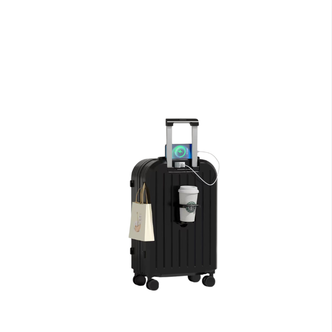 Little Fresh Suitcase – USB & Cup Holder (Classic Black) (TR-HARD-0027)