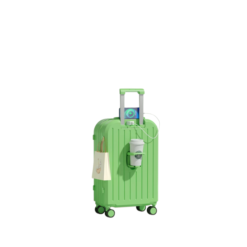 Little Fresh Suitcase – USB & Cup Holder (Matcha Green) (TR-HARD-0031)