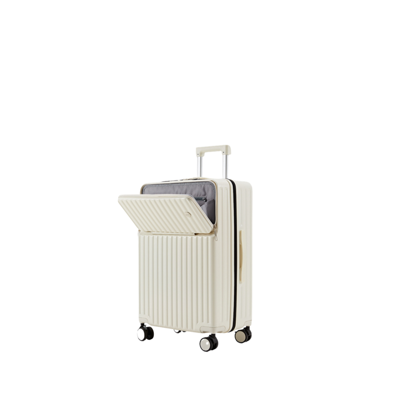 New Large Capacity Suitcase – Front-Opening (Milk White) (TR-HARD-0080)