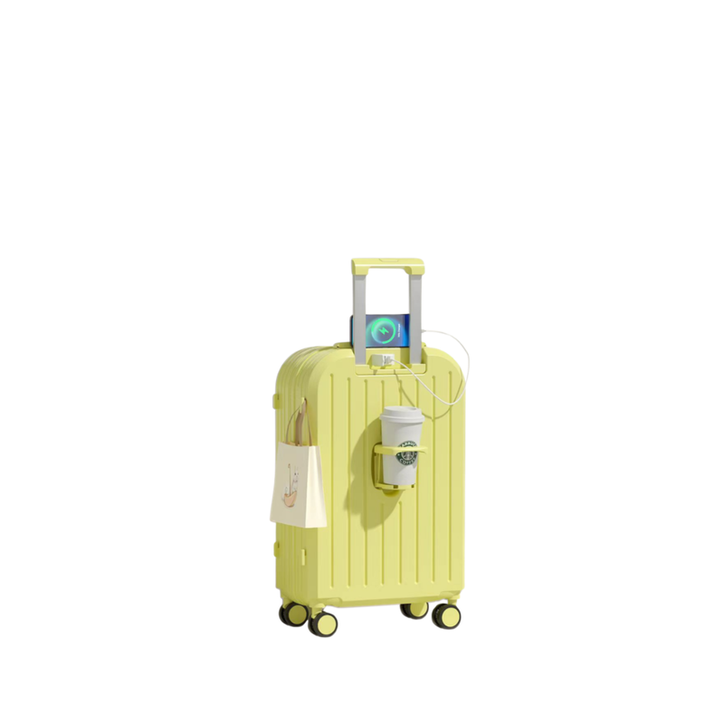Little Fresh Suitcase – USB & Cup Holder (Lemon Yellow) (TR-HARD-0029)