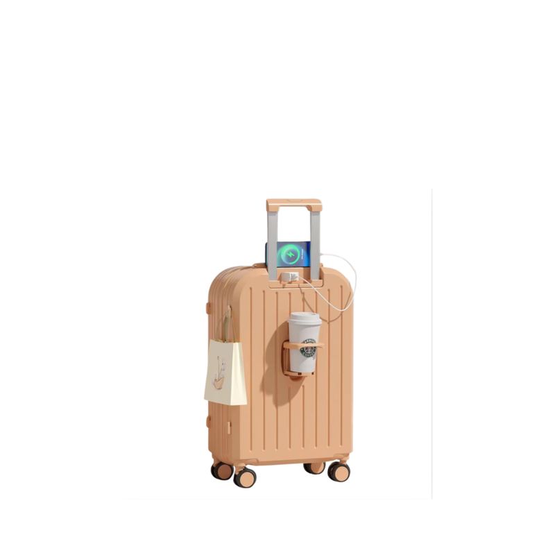 Little Fresh Suitcase – USB & Cup Holder (Sakura Pink) (TR-HARD-0030)