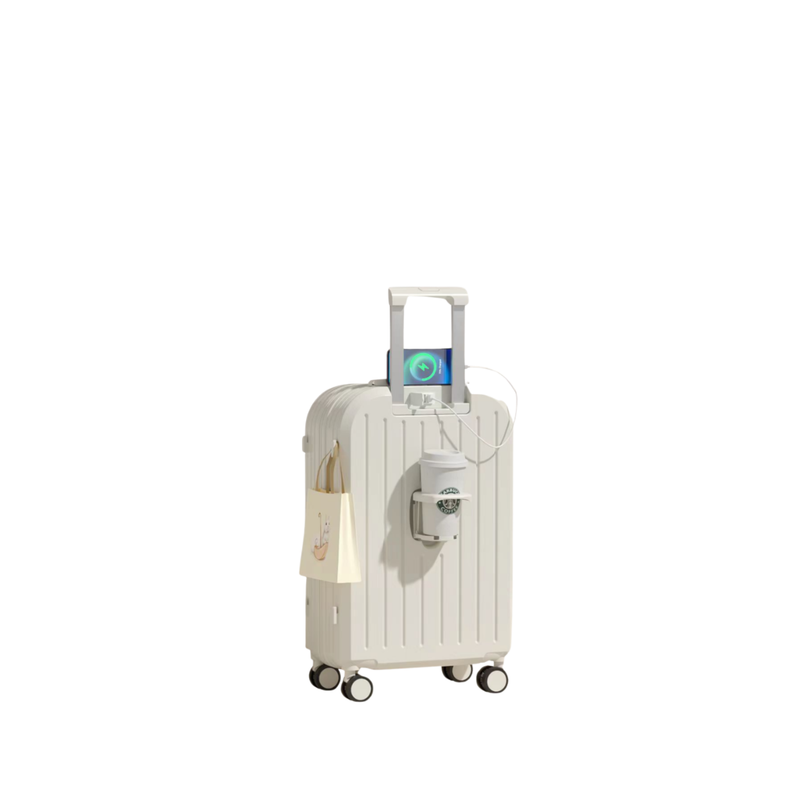Little Fresh Suitcase – USB & Cup Holder (Milky White) (TR-HARD-0026)
