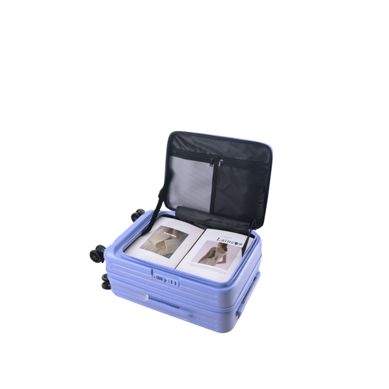 Side‑Open Expandable Suitcase – Zipper Expandable, 1/9 Split (Azure Blue) (TR-HARD-0094)