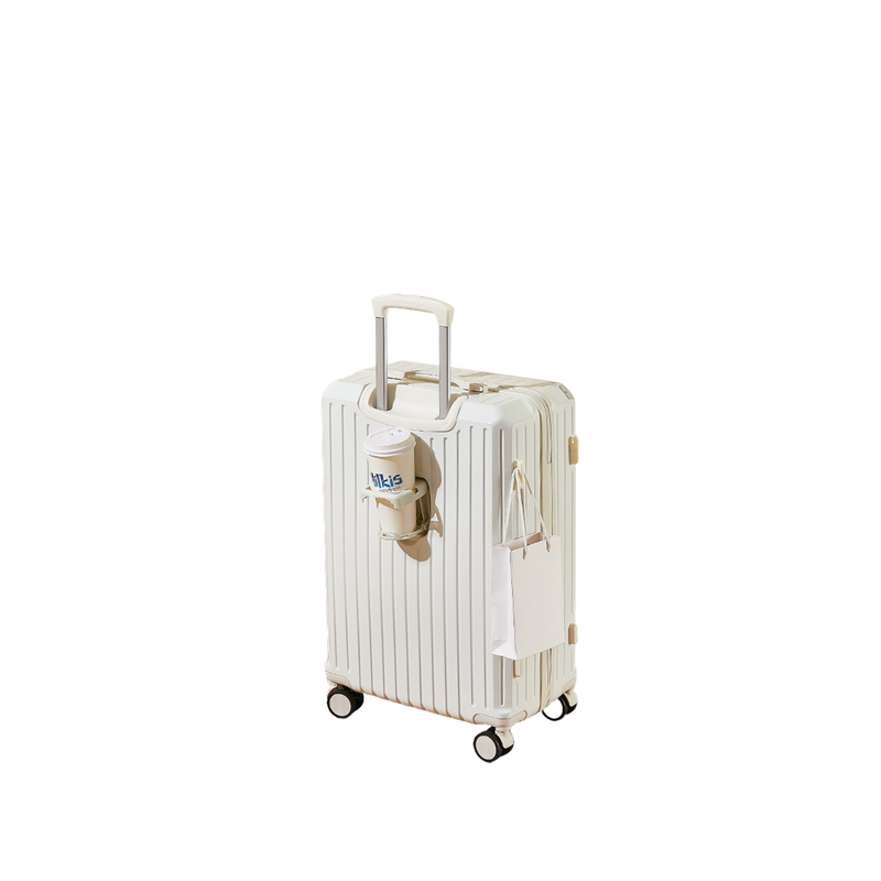 Multifunctional Suitcase – Anti-Collision, Cup Holder (Cream White) (TR-HARD-0064)