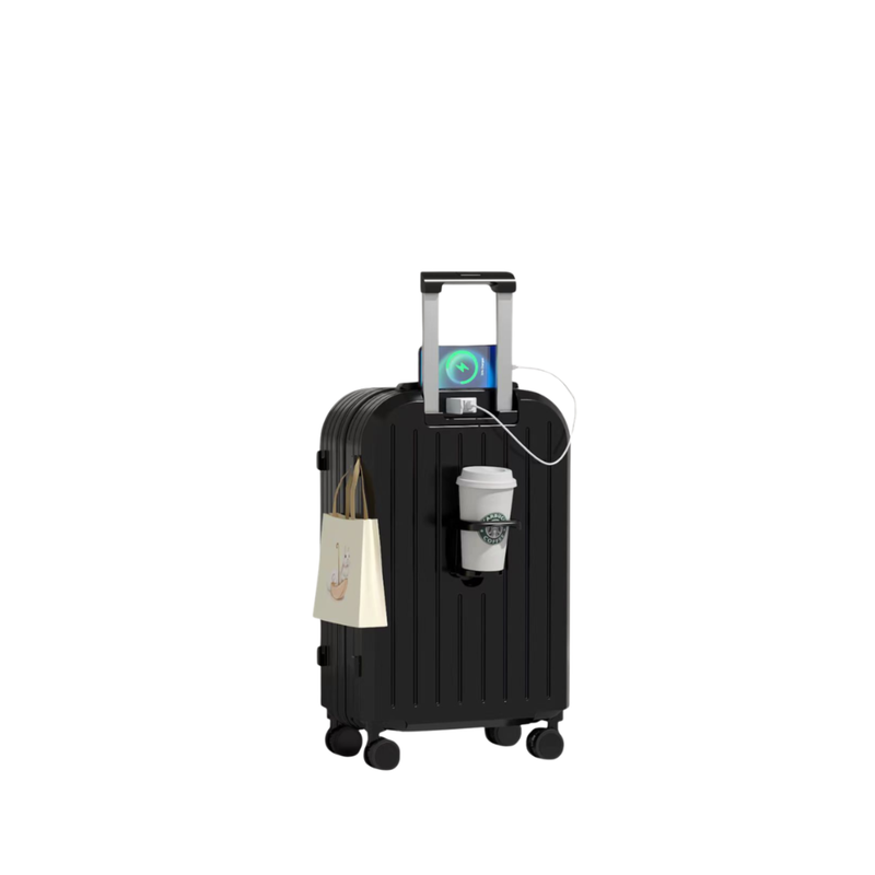 Little Fresh Suitcase – USB & Cup Holder (Classic Black) (TR-HARD-0027)