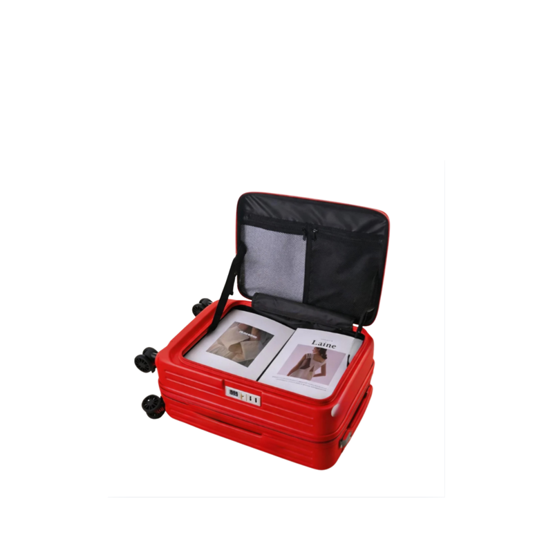 Side‑Open Expandable Suitcase – Zipper Expandable, 1/9 Split (China Red) (TR-HARD-0099)