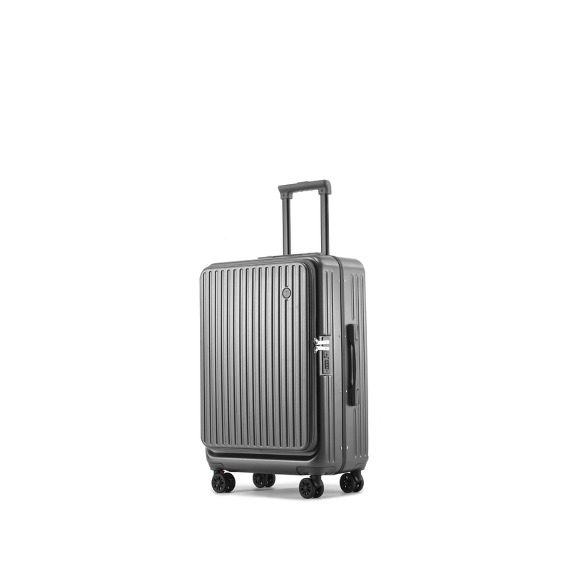 Side‑Open Suitcase – Aluminum Frame, Non‑Expandable, 1/9 Split (Pearl Gray) (TR-HARD-0089)