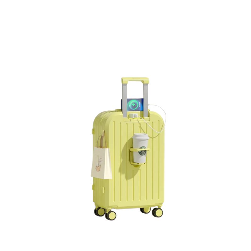 Little Fresh Suitcase – USB & Cup Holder (Lemon Yellow) (TR-HARD-0029)